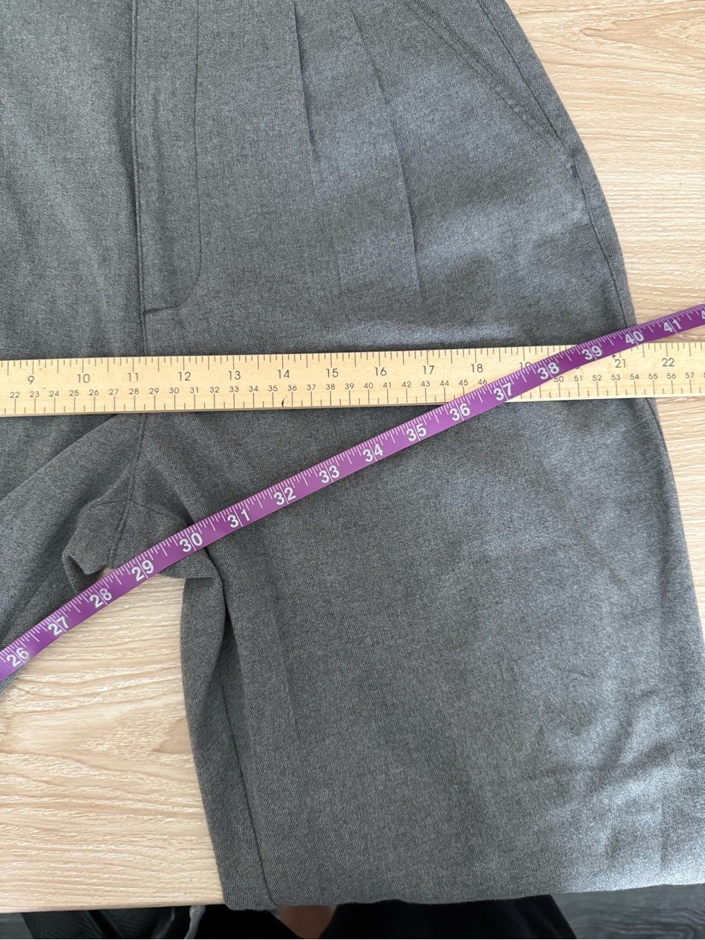 Abercrombie & Fitch Medium Long NEW Grey Slim Straight High Rise Trousers Office - Picture 5 of 5